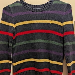 Polo Ralph Lauren Boys Small Blue Striped Crew Neck Knit Sweater